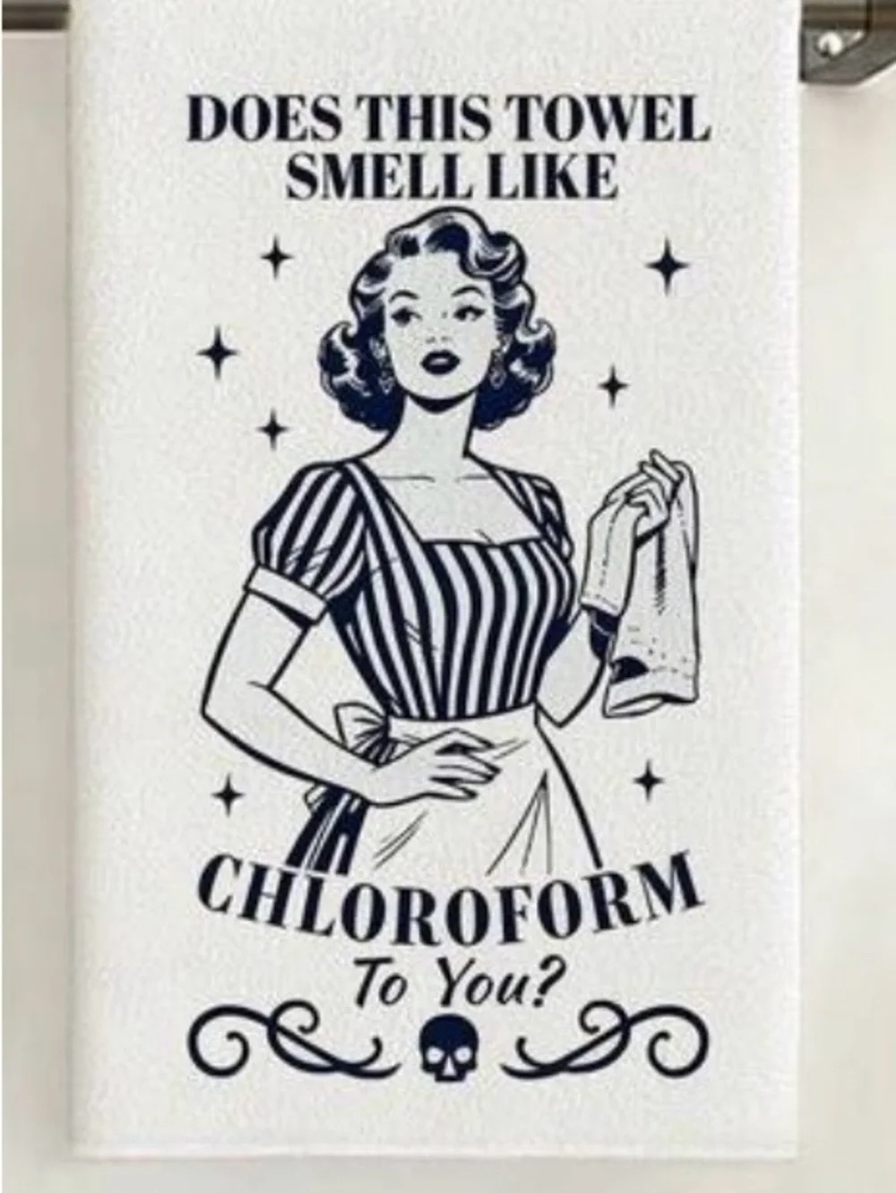 Retro Comic Print Dish Towels - White and Navy